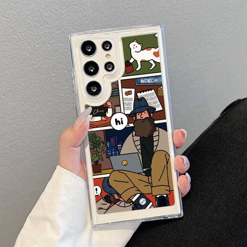 

Чехол для телефона с мультяшным персонажем для Samsung S24ultra-прозрачный акриловый жесткий противоударный креативный чехол для Samsung S24/S23/S22/S21/Ultra/Plus Samsung S21fe