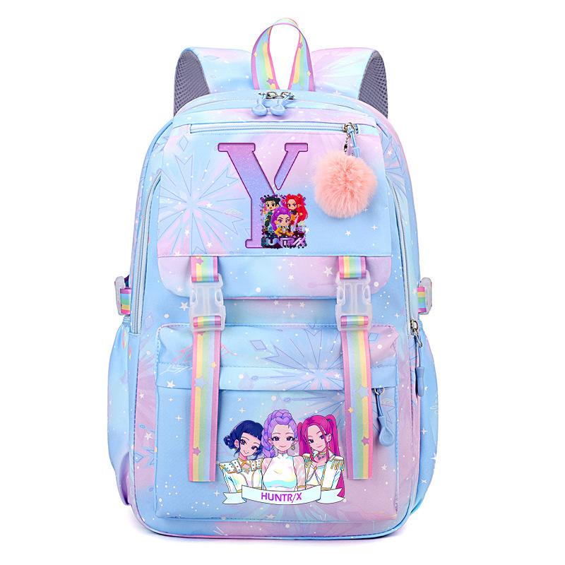 Anime Cartoon Letter Print Small Fresh Rainbow Backpack Korean Version Trend Student Large Capacity Schoolbag
