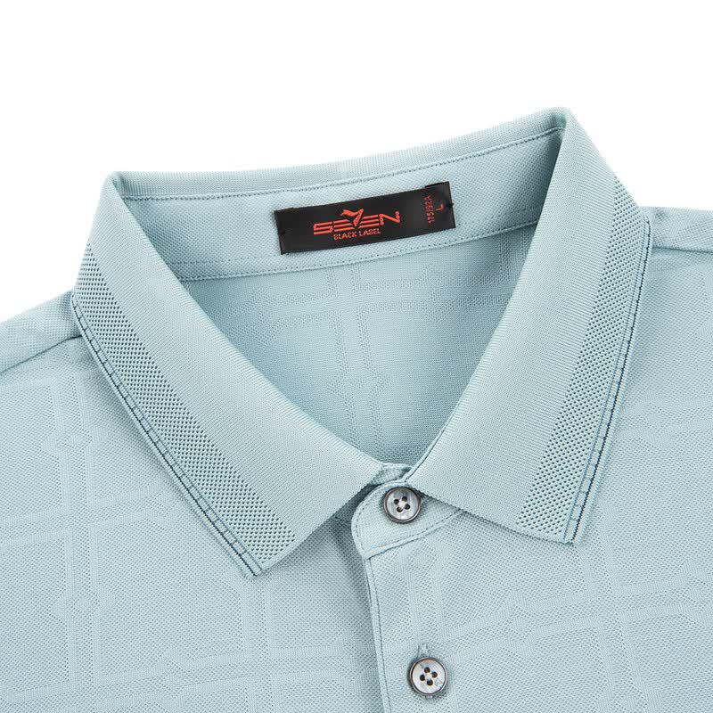 Septwolves Herren Kurzarm-Poloshirt aus Maulbeerseiden-Jacquard