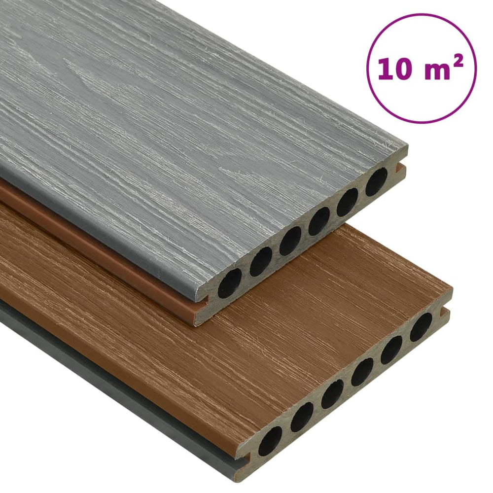 Panneaux de terrasse et accessoires WPC Marron/gris 10 m² 2,2 m