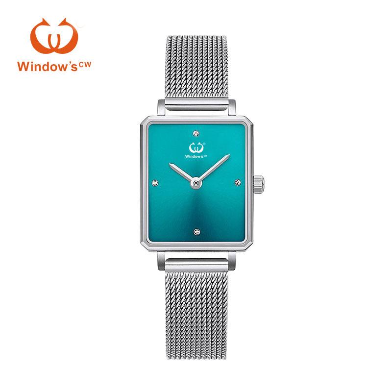 

Ультратонкие квадратные женские кварцевые часы из нержавеющей стали с сетчатым браслетом – Водонепроницаемые, студенческая версия светло-синий