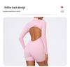 Xiga European & American Style Half-Zip Cutout Back Peach Butt Long Sleeve Yoga Jumpsuit LT05