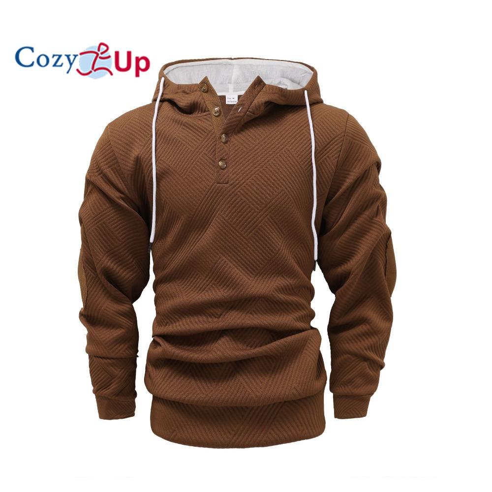 Men s Solid Color Jacquard Hooded Sweatshirt - Relaxed Fit Activewear Top S темно-коричневого