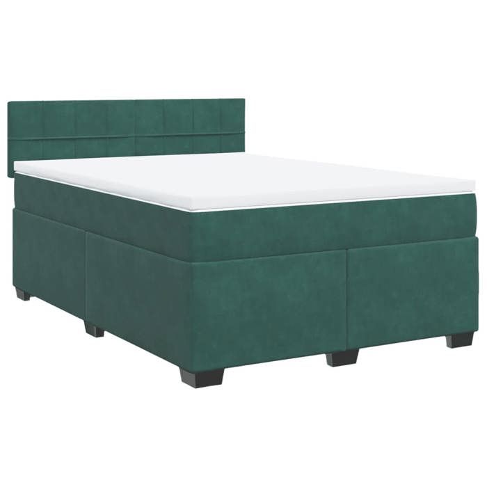 VidaXL Bed Slatted Base and Mattress Dark Green 140x200cm Velvet 3288633