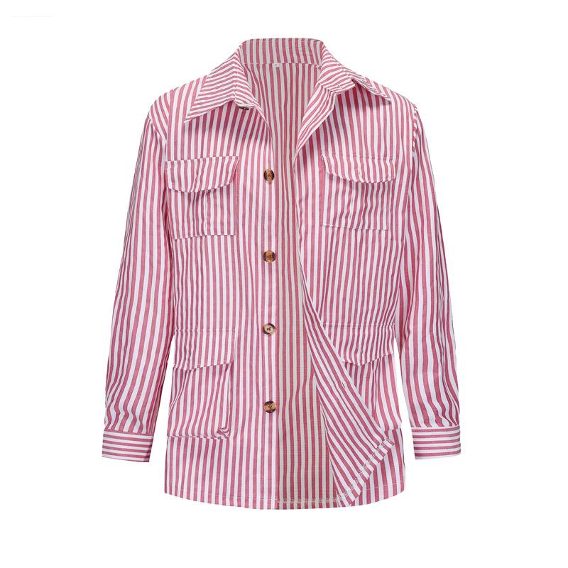 Men's Plus Size Striped Cardigan Jacket, Multi-Pocket, Long Sleeve, Lightweight, for Spring and Autumn 2025