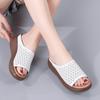 2025 Summer New Women Shoes Fashion Genuine Leather Sandals Woman Slope Slippers Non-slip Comfortable Mother Summer Slipper