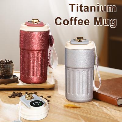 500 ml Titan-Kaffeebecher, intelligente Thermosflasche, gestreifte Wasserbecher, Vakuumflasche, Becher, tragbarer Reisebecher mit Seil, Geschenk für Mädchen