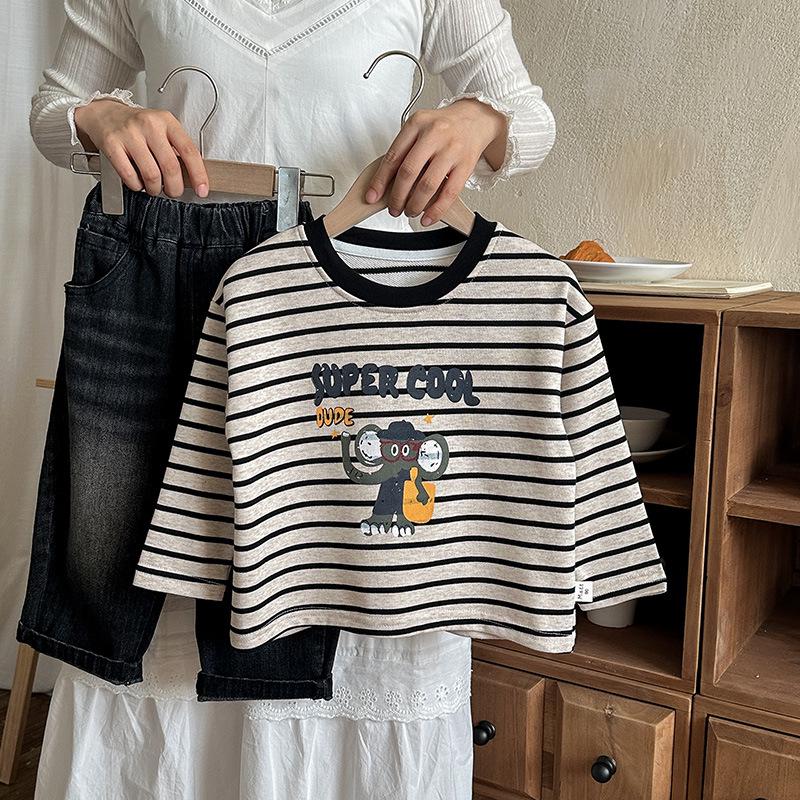 

Boys Versatile Crew Neck Long Sleeve Pure Cotton Sweatshirt - Autumn 2025 Fashion 130 cm