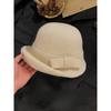 Curly Wool Bow Top Hat for Women Winter French Dome Gold Hat Showing Face Small Fisherman Hat Basin Hat