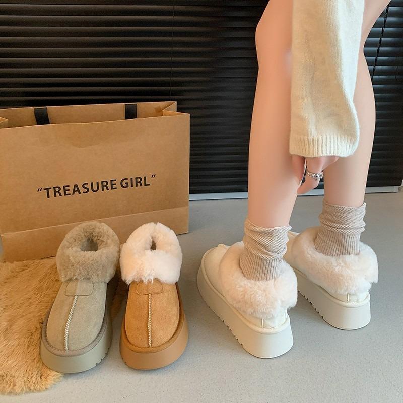 White Thick-soled Warm Snow Boots Women's Shoes, Piled and Thickened Non-slip Snow Boots In Autumn and Winter