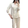 Jacquard Ice Silk Long-sleeved Pajama Set Spring and Summer Court Style Thin Satin Loungewear High-end Pajama Set Women