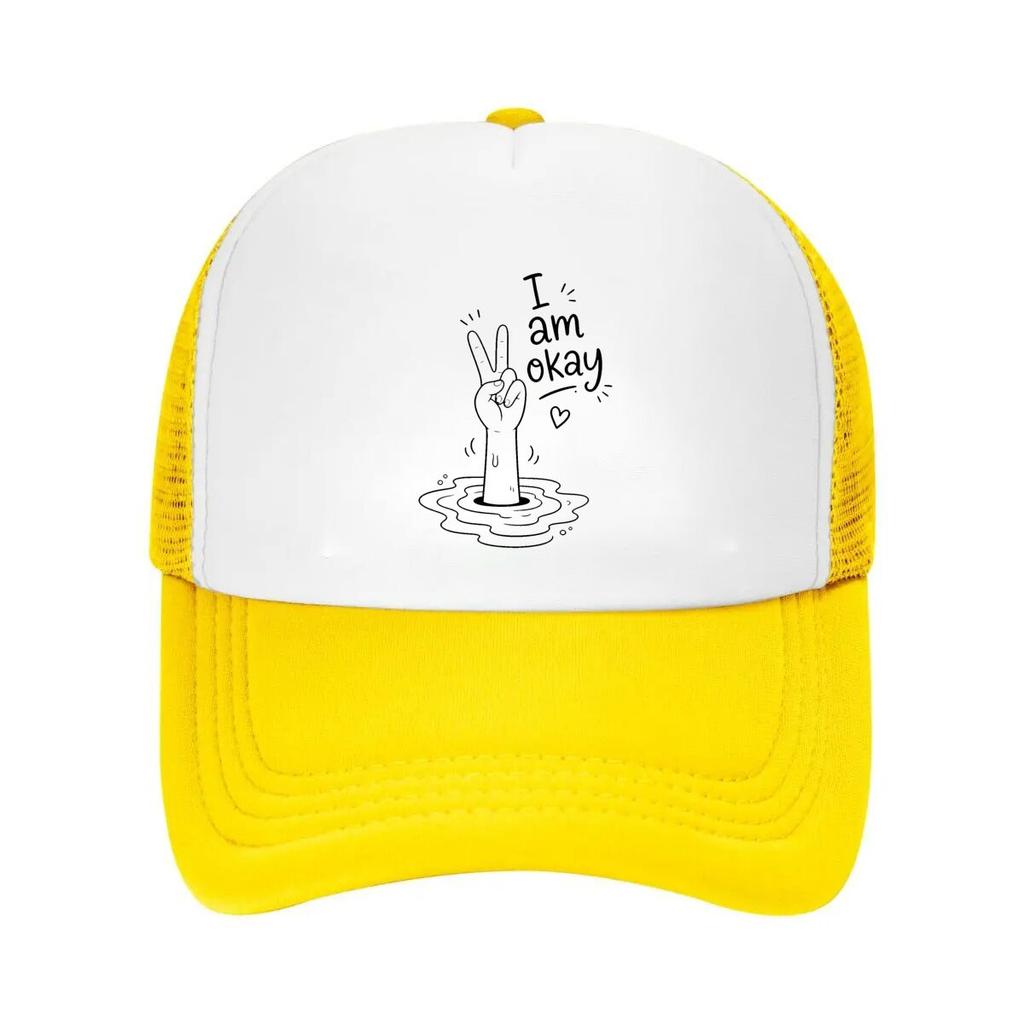 Positive Doodle Hand Humor Graphic Mesh Baseball Cap Casual Hat Outdoor For Womens Unisex FeUnisex
