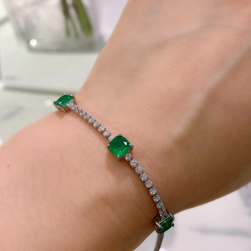 Jewelry Colored Treasure Simulation Emerald Pigeon Red Corundum Blue Spinel Bracelet Girls Gift