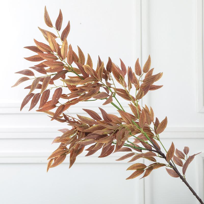 

Имитация цветка, одиночная ветка, лист ивы, имитация растения, украшение для дома, свадьбы, посадка цветов, бонсай в горшке, зеленая стена из растений оранжевый