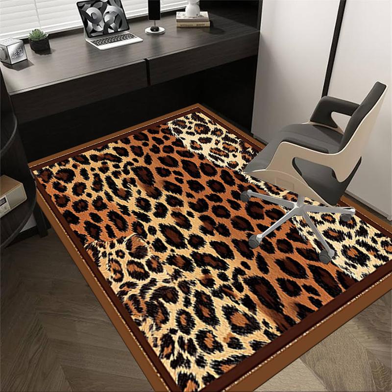 1 Stück Leopardenmuster rutschfester Teppichboden, Büro, Familie, Schlafzimmer, Studio - Großer Teppich, Dekorationsmatte, Langlebiges Material-C0444