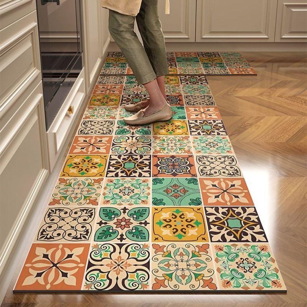 Retro Kitchen Floor Mat Quick-drying Floor Rug High Quality Doormat Household