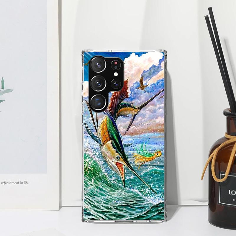 Offshore Angling Fishing Fish Rod Phone Case For Samsung Galaxy S26 S25 Edge S24 FE S23 S22 Ultra S21 Plus S20 + Art Fundas Back