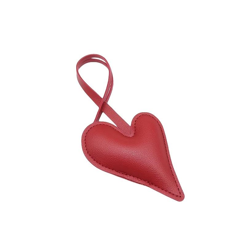 

1pc PU Leather Irregular Heart Decoration, Various Colors, Bag, Backpack and Wallet Pendant, Car Ornament Keychain Pendant, Women s Accessories Dark Red