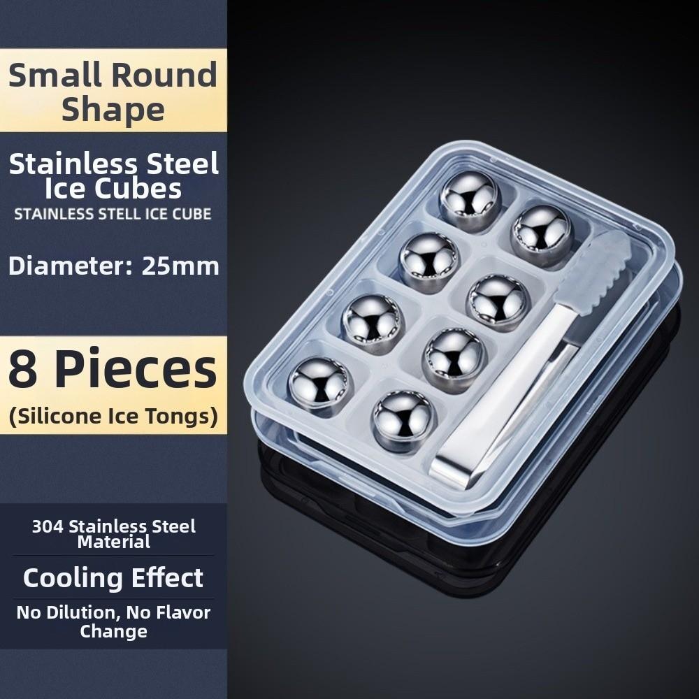25mm Stainless Steel Ice Cubes Ball Reusable Whiskey Stones Set New Spherical Steel Ice Cubes