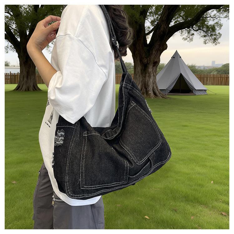 IELGY Denim Bag Fashion Commuter Shoulder Large Capacity Crossbody Bag