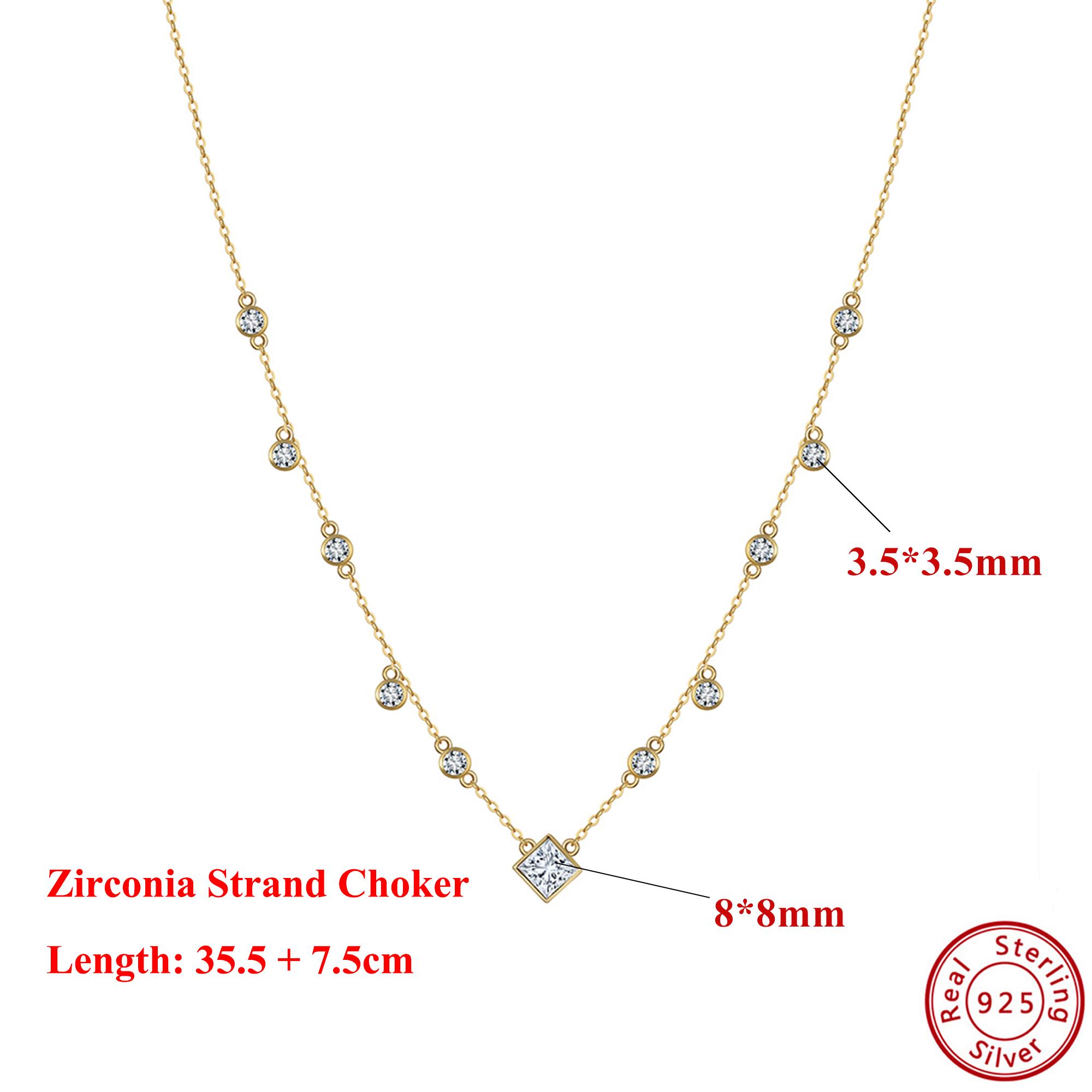 

EFFIE QUEEN Iced Out Bling CZ Zircon Choker Necklace 925 Sterling Silver for Women Party Shiny Zircon Collar Wedding Gift BQN01