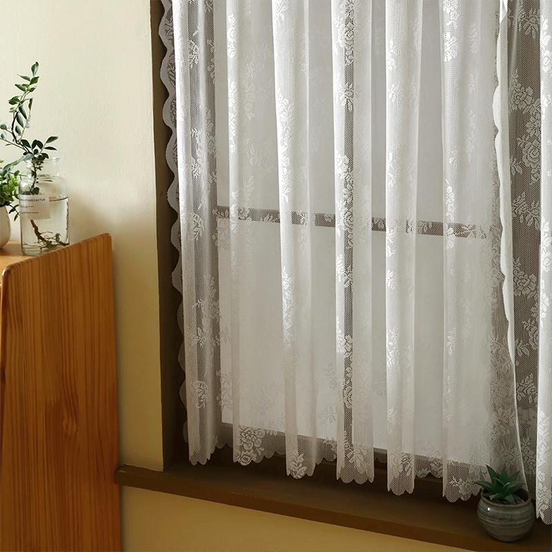 1PC Semi-Shading Elegant Gauze Curtain French Style Curtain Home Decoration Lace Material Exquisite 100x100/140/200cm  150x180cm