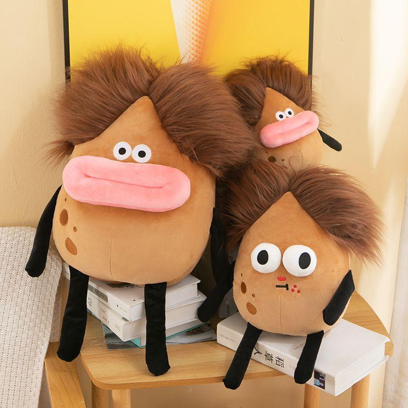 Păpușă cu cartofi prăjiți Păpușă urâtă drăguță, personalitate, cârnați, gură mare, păr lung, jucărie de plus