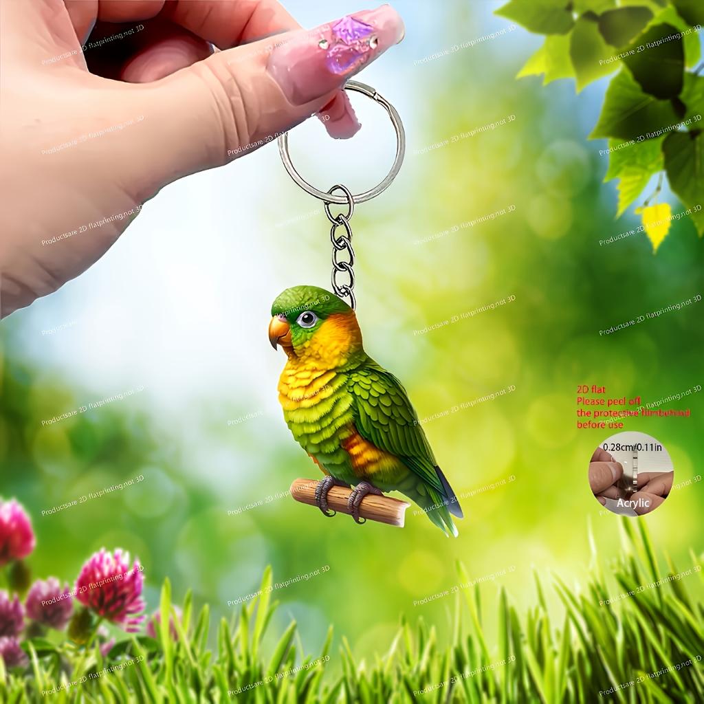 Cute Parrot 2D Acrylic Keychain, Decorative Hanging Charm for All Events & Holidays, Ideal Gift Choice