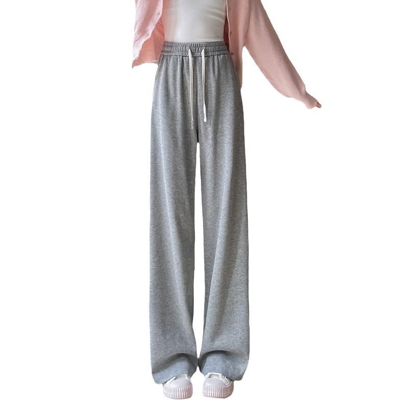 Women's 2025 Spring/Fall Straight Wide-Leg Drawstring High-Waisted Floor-Length Slimming Sweatpants