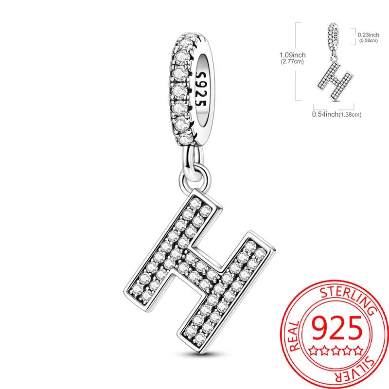 Copper 26 Letters Alphabet Charms Bead Inlaid Shiny Zircon Diy Love Letters Jewelry Gift Fit Original Bracelet For Women