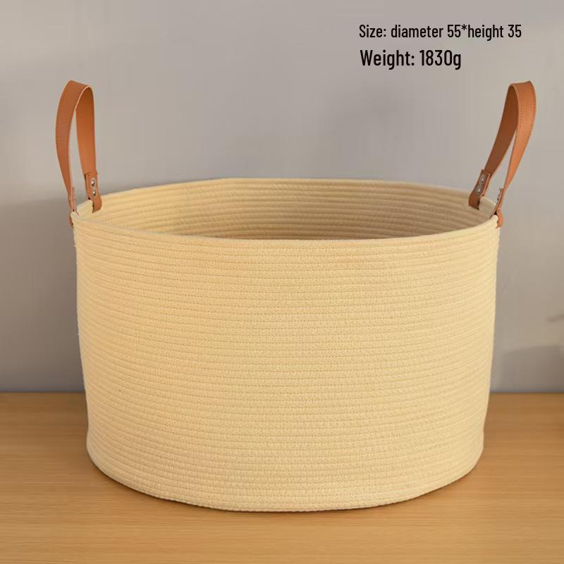 Cotton Rope Woven Basket - Foldable Wardrobe & Shelf Storage for Sundries