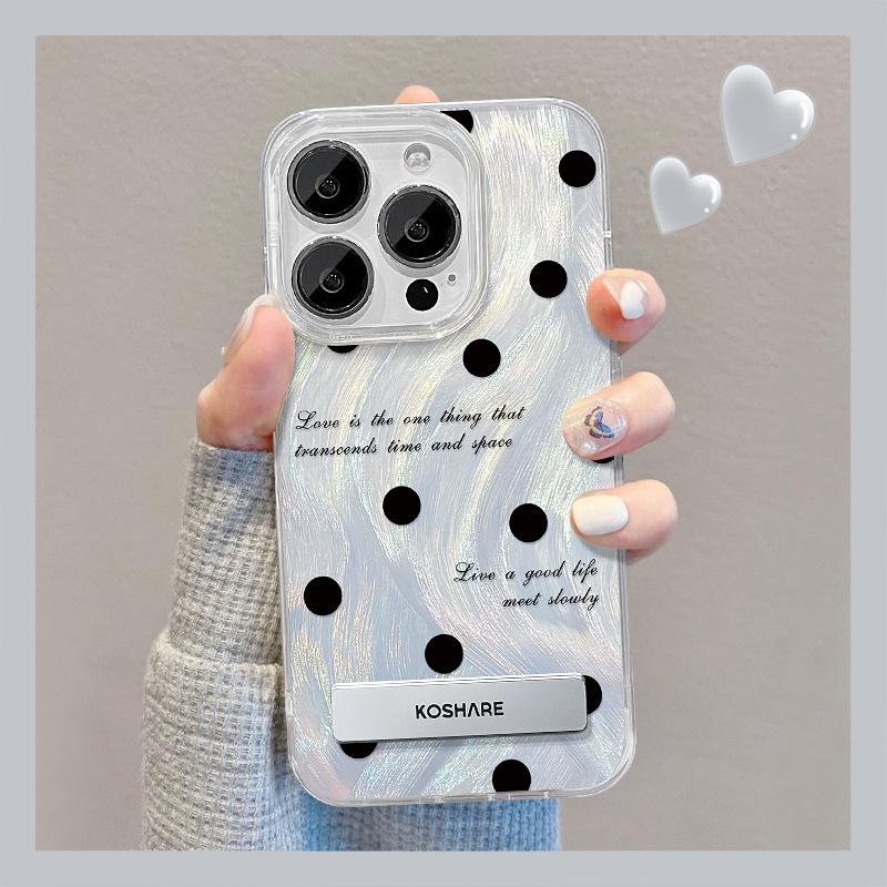 Applicable To Apple 15 Mobile Phone Case Iphone14 Full Screen Bow Bracket 13pro Feather Yarn 12 Polka Dot Love 11