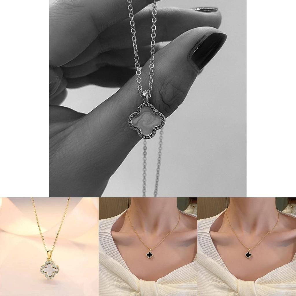 Fashionable Four-leaf Clover Sweater Chain For Women Alloy Material Geometric Design