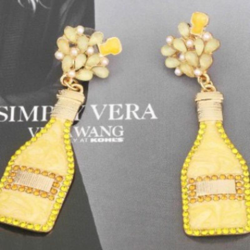 European and American Cross-border Jewelry Fashion Creative Women's Earrings Personalized Design Geometric Drip Oil Inlaid Pearl Wine Bottle Earrings