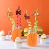 24 Bug Birthday Party Supplies Reusable Plastic Straws for Insect Themed Party Favors Decorations with 2 Cleaning Brushes