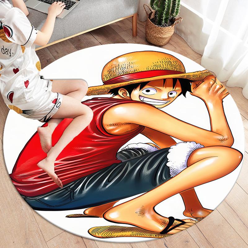 One Piece Monkey D Luffy Round Area Rug Carpet Rug For Living Room Bedroom Sofa Playroom Decor Nonslip Floor Mat