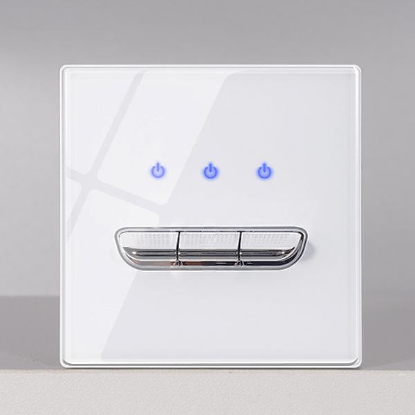86 Type Creative White Glass Bedside Wall Switch with Indicator Light