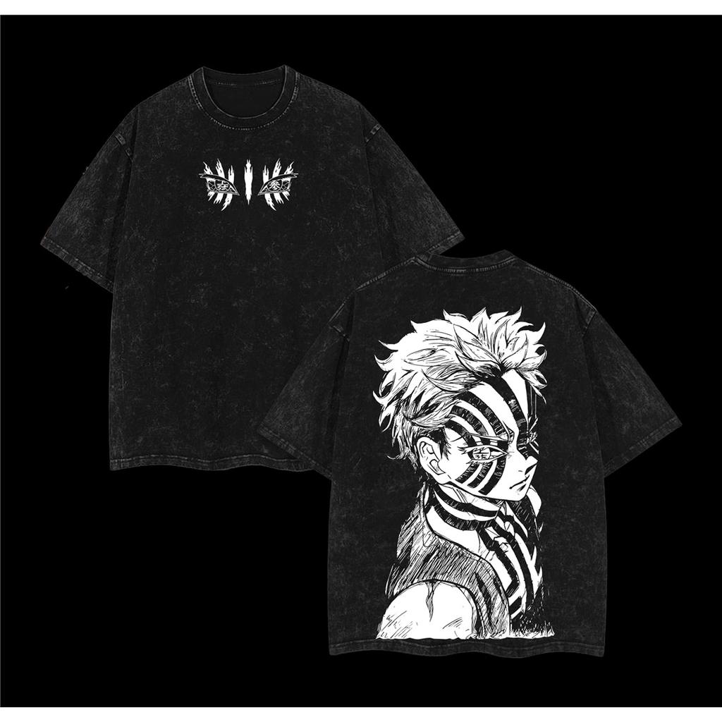 Akaza X Koyuki Demon Slayer Infinity Castle Arc Washed T-Shirt Men Women Cotton Oversized Tee Streetwear Female Male Clothing Comfortable Top Tees