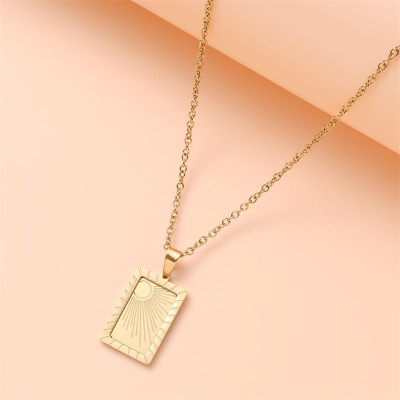 

Ожерелье из нержавеющей стали с тиснением в виде квадрата солнца, позолоченное, модный блогер золотой