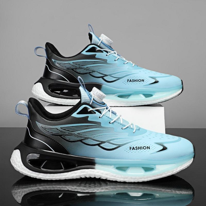 Summer men's shoes running new shock absorption rotating teen button sneakers popcorn sports running shoes