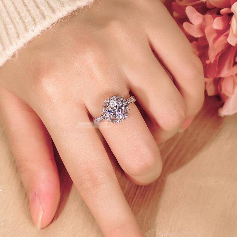 2 Carat Eight Hearts And Eight Arrows Plated Pt950 Group Inlaid With Diamonds Simulation High Carbon Diamond Open Ring Women'S Wedding Jewelry