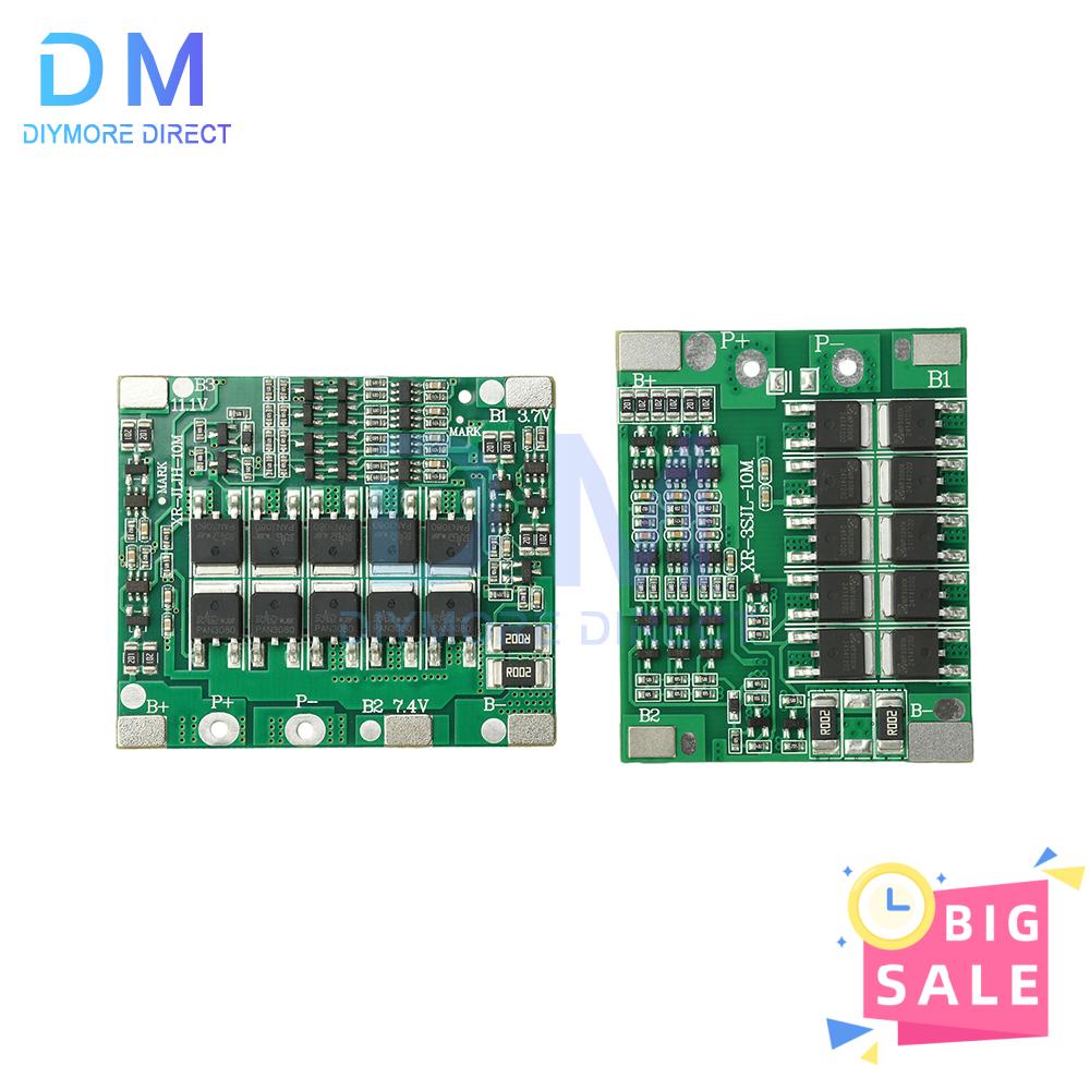 3S 4S Li-ion Battery Protection Board 40A 11.1V 14.8V with Balance 10MOS, 100A Peak Current Short Circuit Current Over Discharge