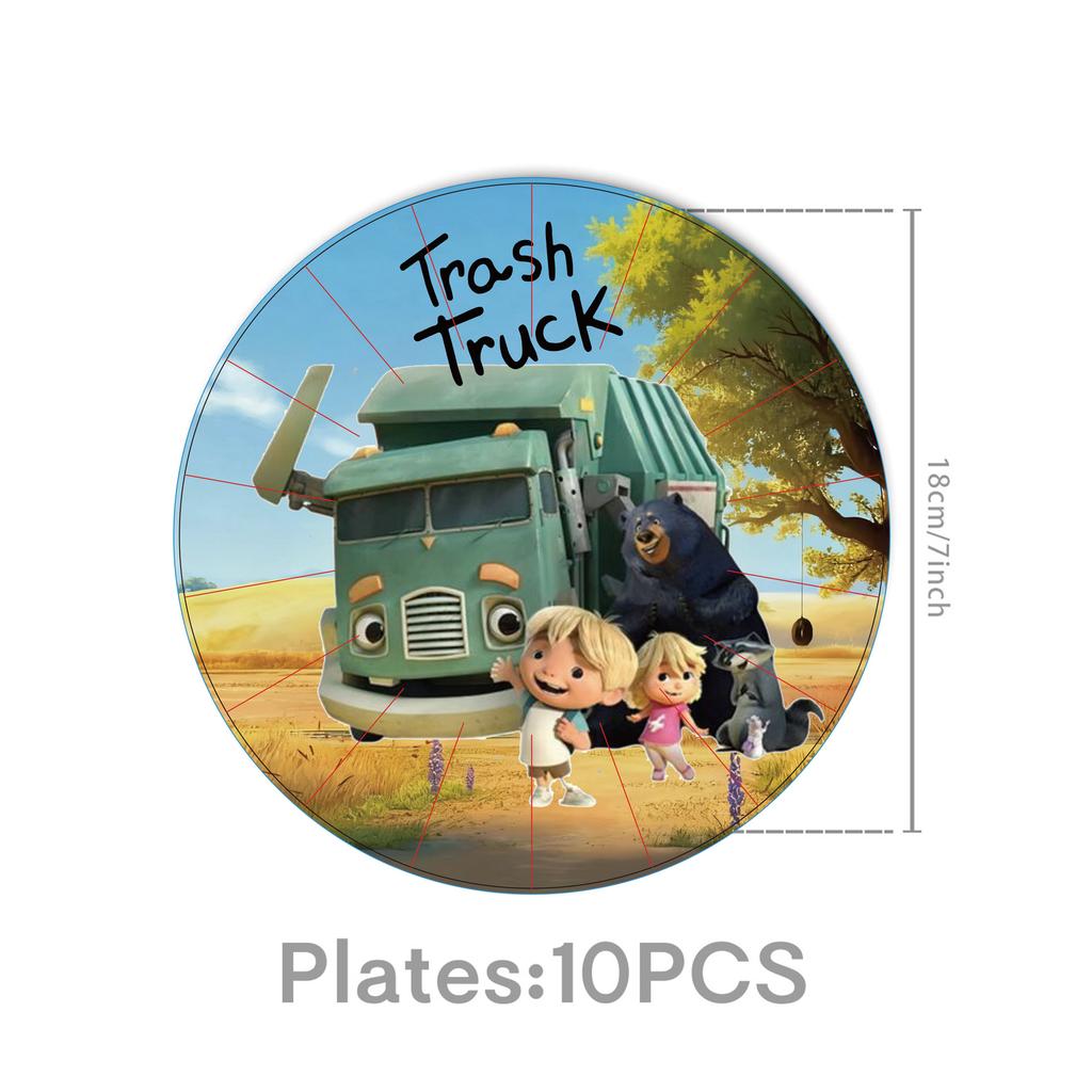 Hank Trash Truck Birthday Party Supplies Plate Cup Backdrop Balloons Cake Topper Gift Bag For Kids Favors Birthday Decoration
