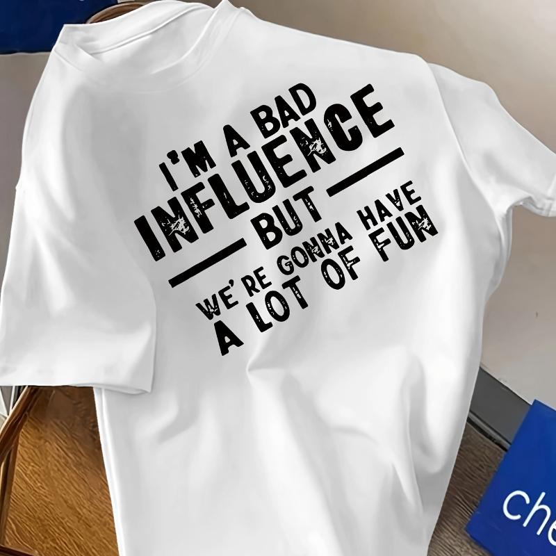 

Slogan Graphic T-Shirt,Soft Breathable & Fade-Resistant, Classic Fit for Daily Casual Wear XXL белый