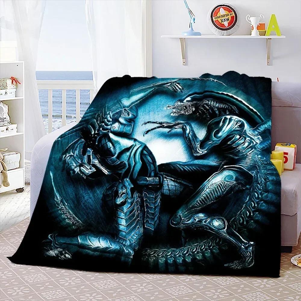 Weiche Überwurfdecke aus dem Film „Aliens“, Weltraummonster, bedruckt, Tagesdecke, Sofa-Couch-Bezüge, Reise-Camping-Decke, Geschenk für Kinder und Erwachsene