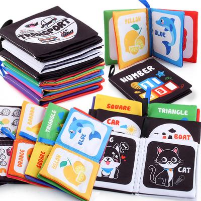 Baby Enlightenment Early Education Black And White Cloth Book Infant Cognition Tear Not To Rip With Ring Paper Palm Cloth Book