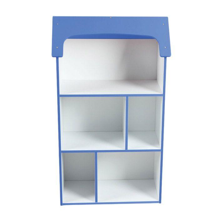 Étagère enfant GINGER HOME MONSTER – Meuble de rangement en bois bleu en forme de maison, 54x27x91,5 cm – Bibliothèque jouets