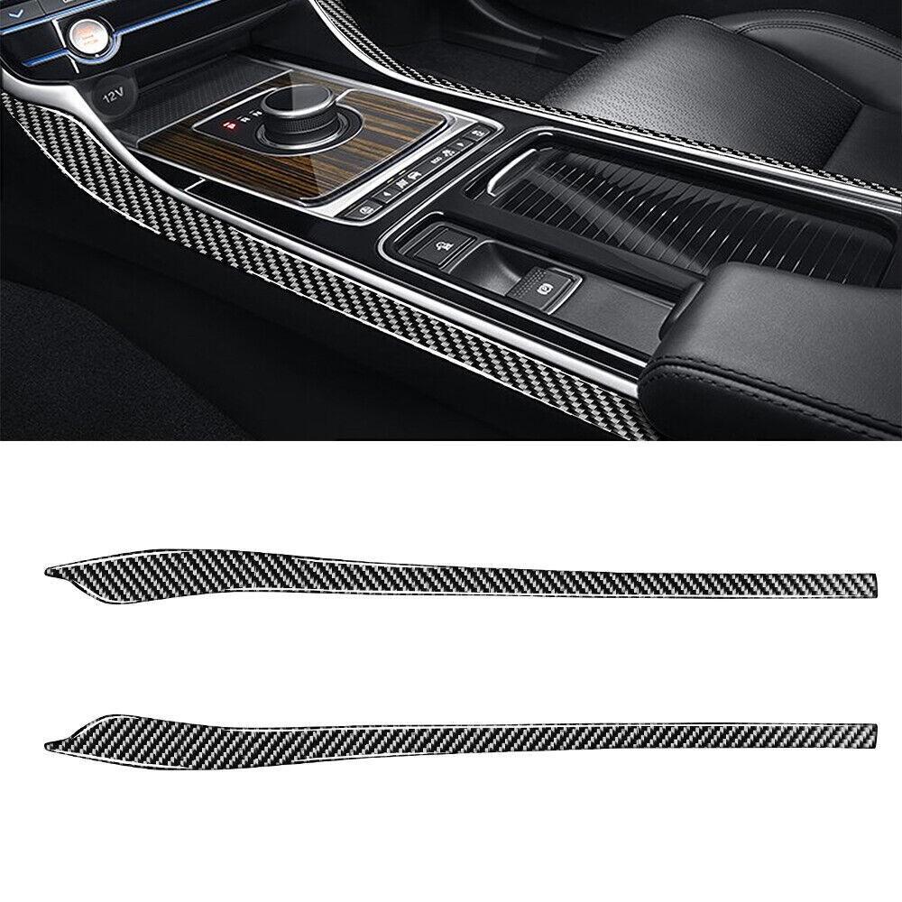 Carbon Fiber Interior Gear Shift Panel Side Cover Trim For Jaguar XE XF 2016-20