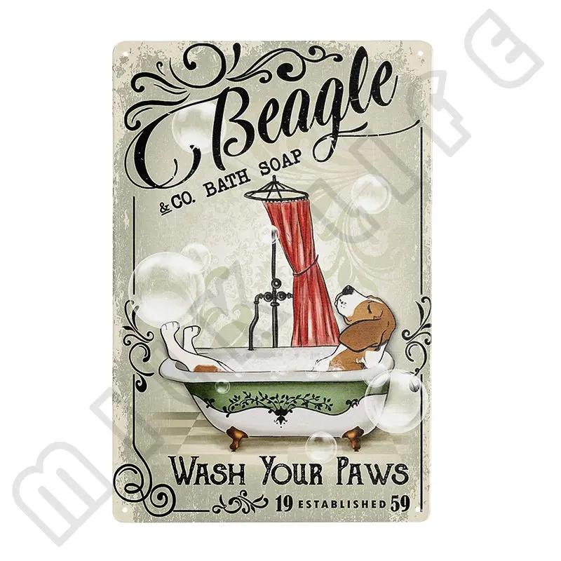 Beagle Hund Metallblechschild Platte Retro Kunst für Badezimmer Toilette Küche Sweet Home Shop Tierhandlung Bauernhaus Haus Zimmer Dekoration