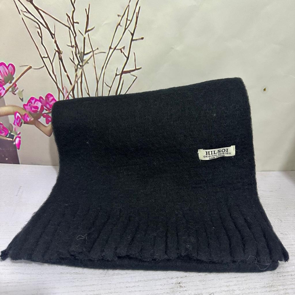 Solid Color Tassel Soft Waxy Plush Scarf for Women Autumn and Winter Plus Velvet Thickened Versatile Couple Student Warm Scarf